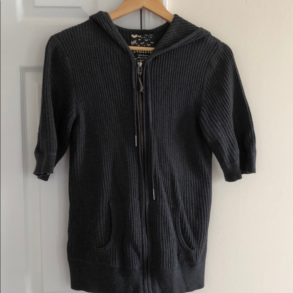 Nollie 3/4 sleeve knitted gray hoodie size‎ XL